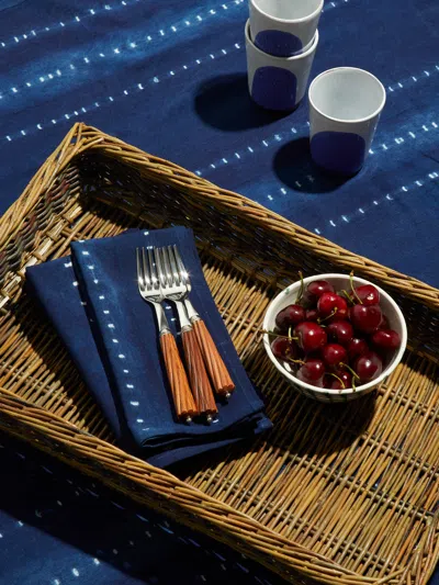 Tensira Indigo Hand-dyed Cotton Napkins (set Of 4)  Abask Gift Set