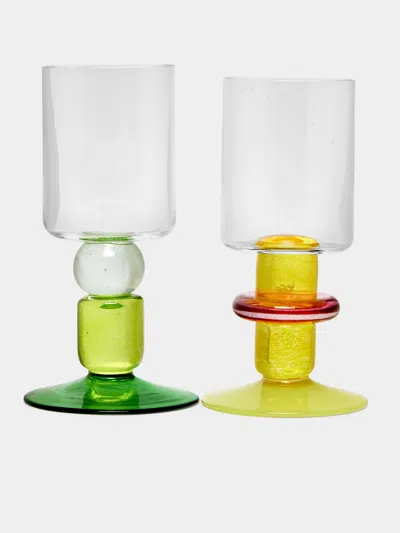 Gather Miami Hand-blown Wine Glasses (set Of 2)  Abask Gift Set