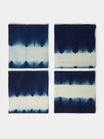 Tensira Indigo Hand-dyed Cotton Napkins (set Of 4)  Abask Gift Set