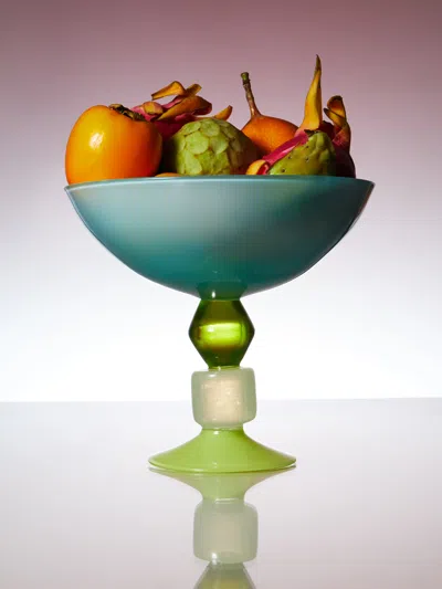 Gather Miami Hand-blown Glass Footed Bowl  Abask Luxury Gift