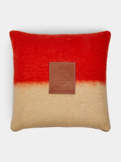 Loewe Home Mohair Logo Cushion In Orange