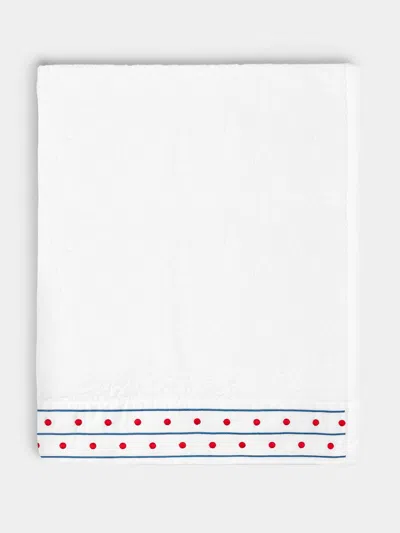 Loretta Caponi Stripes & Dots Hand-embroidered Cotton Bath Towel  Abask Luxury Gift