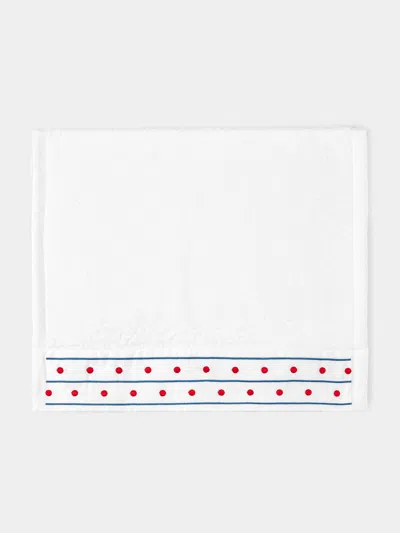 Loretta Caponi Stripes & Dots Hand-embroidered Cotton Hand Towel  Abask Luxury Gift