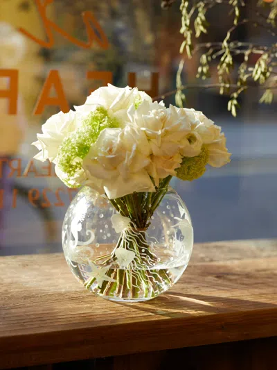 Artel Frutti Di Mare Hand-engraved Crystal Large Vase  Abask Luxury Gift In  Clear