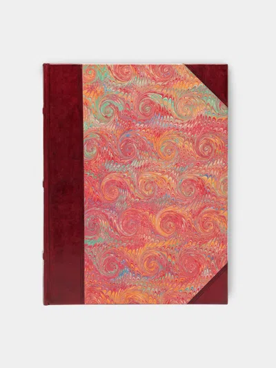 Giannini Firenze Hand-marbled Leather Bound Photo Album  Abask Luxury Gift In  Pink