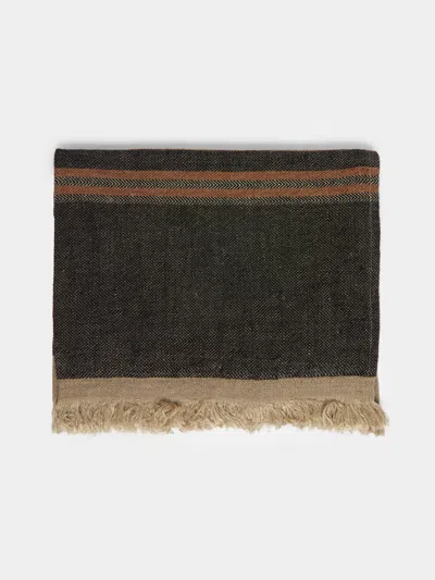 Libeco Black Stripe Belgian Linen Guest Towels (set Of 6)  Abask Gift Set