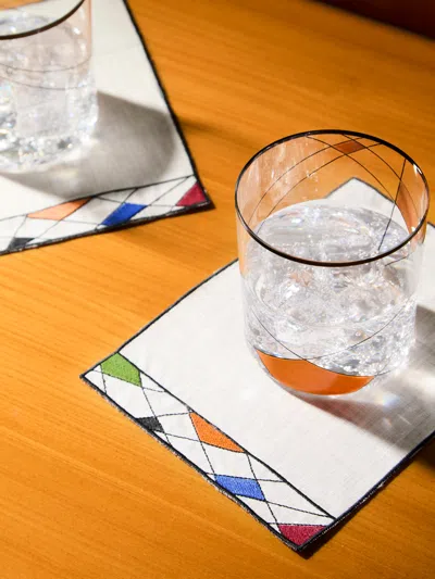 Los Encajeros Miró Embroidered Linen Cocktail Napkins (set Of 4)  Abask Gift Set