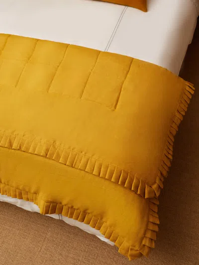 Volga Linen Quilted Linen Super King-size Bed Throw  Abask Luxury Gift