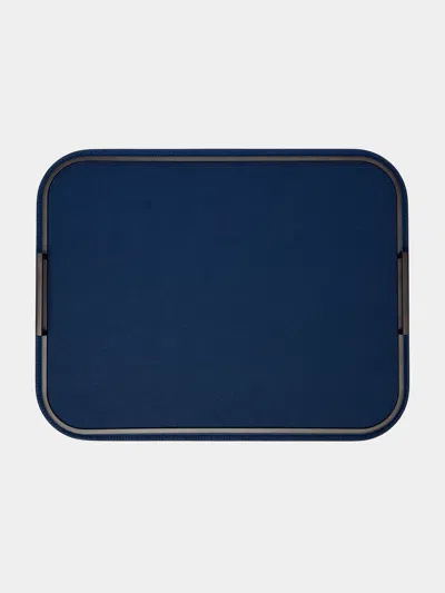 Giobagnara Belini Leather Tray  Abask Luxury Gift In  Blue