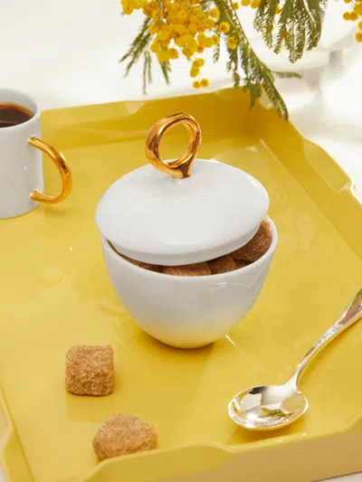 Feldspar Hand-painted 24ct Gold And Bone China Sugar Bowl  Abask Luxury Gift