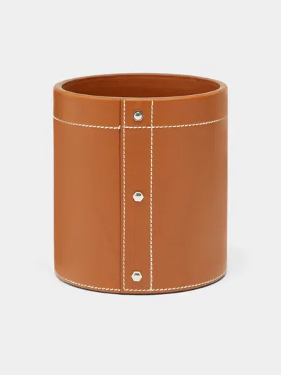 Connolly Leather Large Pen Pot  Abask Luxury Gift In  Tan