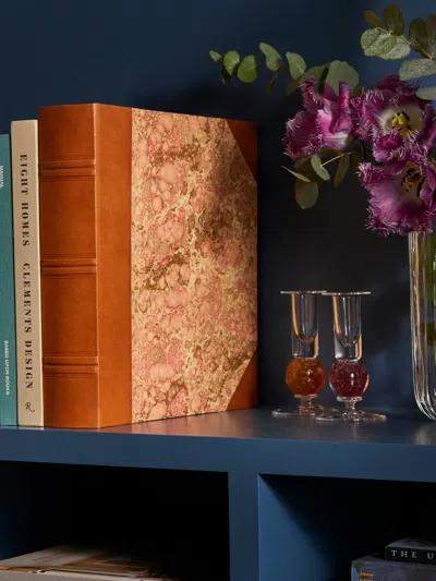 Giannini Firenze Hand-marbled Leather Bound Large Photo Album  Abask Luxury Gift In  Pink And Brown