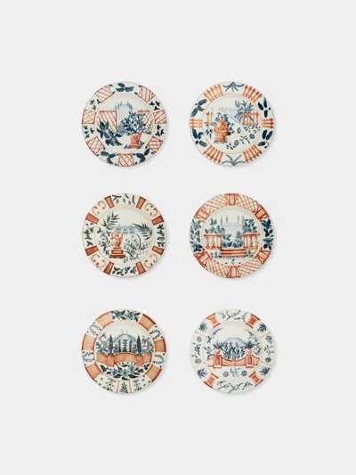 Laboratorio Paravicini Italian Views Ceramic Dessert Plates (set Of 6)  Abask Gift Set
