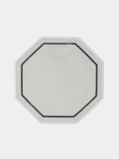 Los Encajeros Octo Embroidered Linen Coasters (set Of 6)  Abask Gift Set