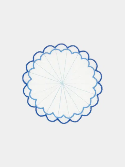 Los Encajeros Escamas Embroidered Linen Coasters (set Of 6)  Abask Gift Set