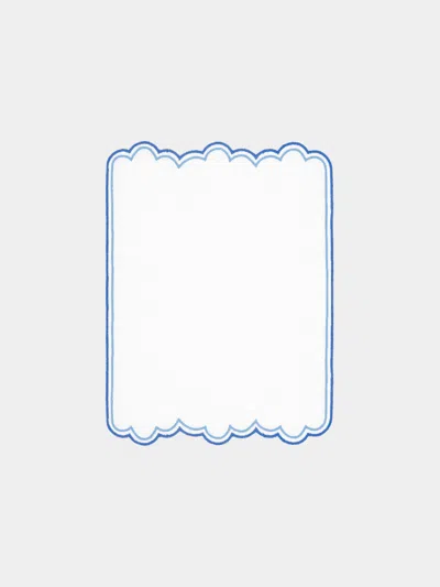 Los Encajeros Escamas Embroidered Linen Cocktail Napkins (set Of 6)  Abask Gift Set