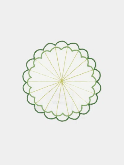 Los Encajeros Escamas Embroidered Linen Coasters (set Of 6)  Abask Gift Set