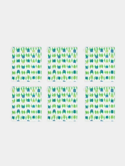 Gregory Parkinson Sweet Pea Block-printed Cotton Napkins (set Of 6)  Abask Gift Set