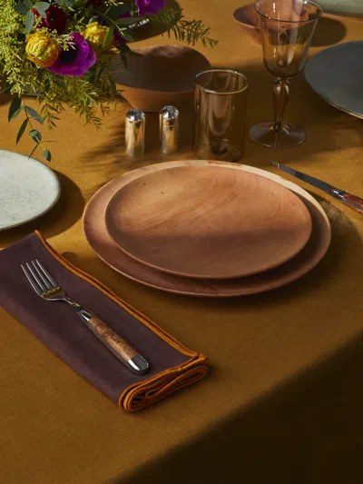 Madre Linen Hand-dyed Linen Contrast-edge Tablecloth  Abask Luxury Gift