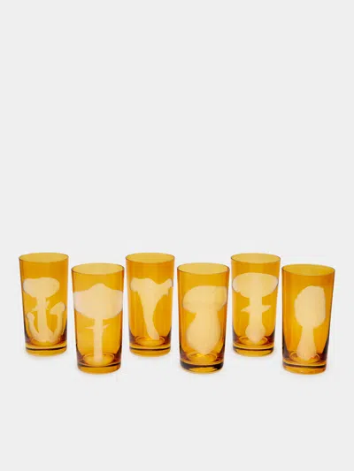 Artel Mushrooms Hand-engraved Crystal Highballs (set Of 6)  Abask Gift Set