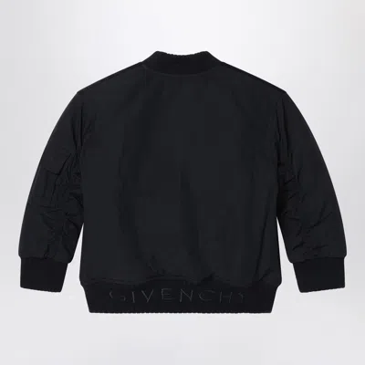Givenchy Black Fabric Bomber Jacket With Logo Application In Black