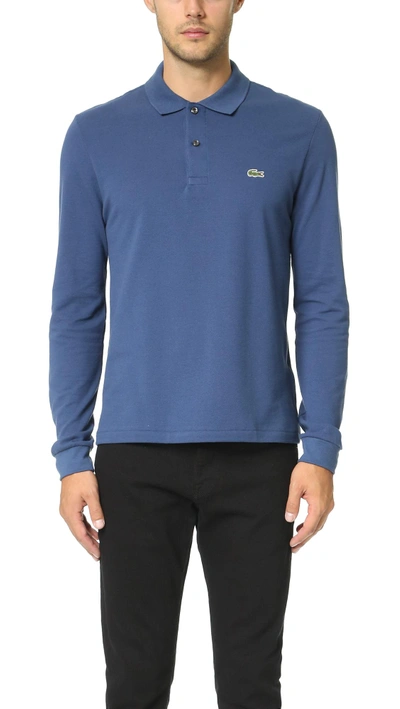 Shop Lacoste Long Sleeve Classic Polo Shirt In Red