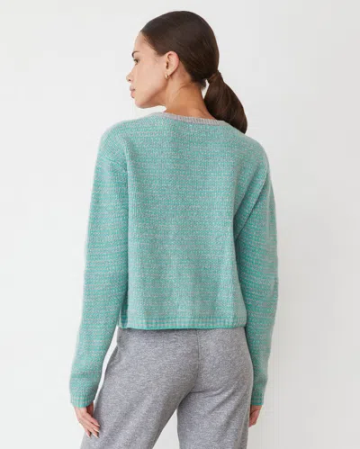Monrow Cashmere Cardigan In Heather Grey/nile Stripe