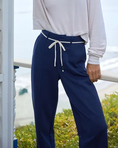 Monrow Cotton Knit Trousers In Dark Navy