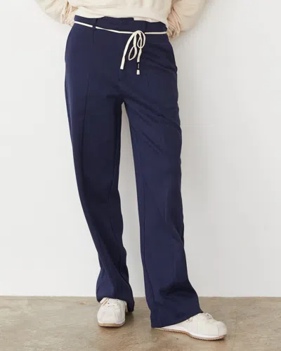Monrow Cotton Knit Trousers In Dark Navy