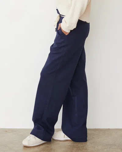 Monrow Cotton Knit Trousers In Dark Navy