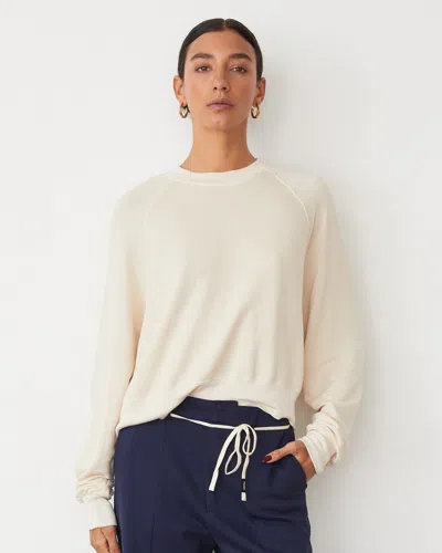 Monrow Softfleece Crop Crew Sweatshirt In Off White