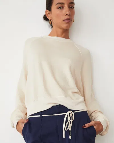 Monrow Softfleece Crop Crew Sweatshirt In Off White