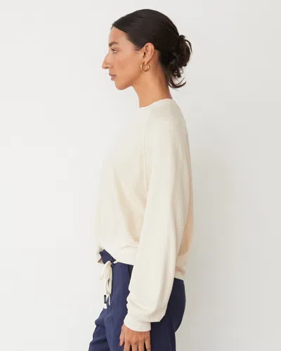 Monrow Softfleece Crop Crew Sweatshirt In Off White