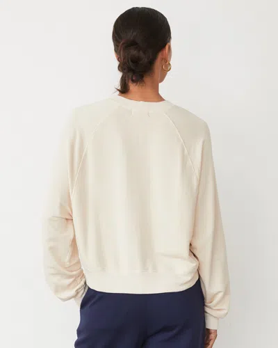 Monrow Softfleece Crop Crew Sweatshirt In Off White