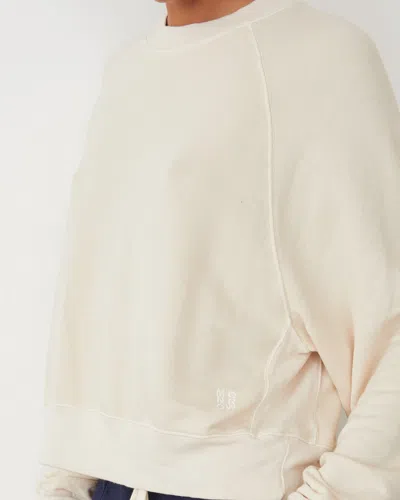 Monrow Softfleece Crop Crew Sweatshirt In Off White