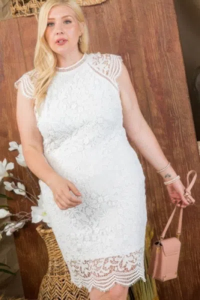 Fashnzfab Lace Crochet Mini Raglan Dress With Zipper Back In White