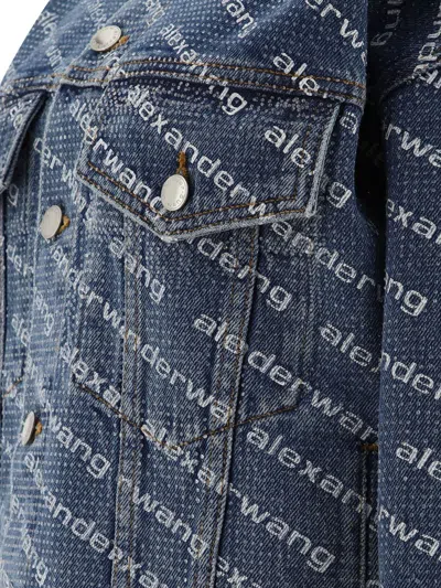 Alexander Wang Game Denim Jacket With Classic Collar In Blue