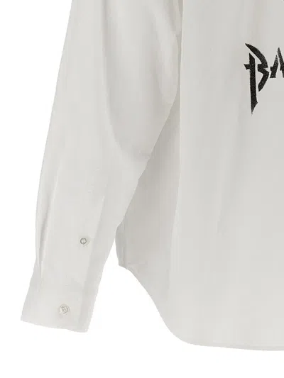 Shop Balenciaga Logo Print Shirt In White