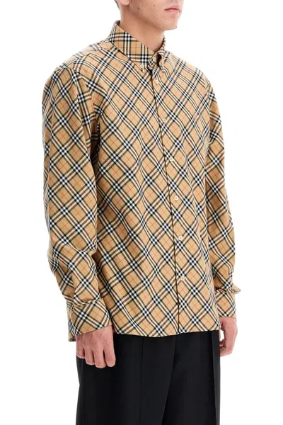 Burberry Vintage Check Long-sleeved Shirt In Sand Ip Check