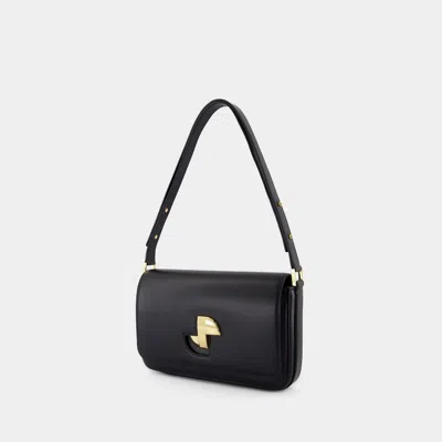 Patou Black Leather Le Classic Lock Shoulder Bag In Black