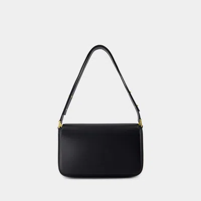 Patou Black Leather Le Classic Lock Shoulder Bag In Black