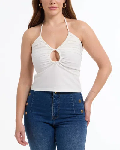 Bebe Women's Multi Keyhole Halter Top In White