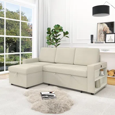 Streamdale Furniture Streamdale 85.8" Pull Out Sleeper Sofa L-shaped Couch Convertible Sofa Bed With Storage Chaise And S