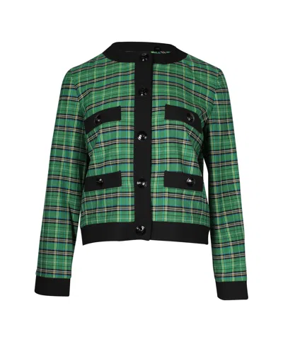 Maje Plaid Jacket In Green Polyester In Green