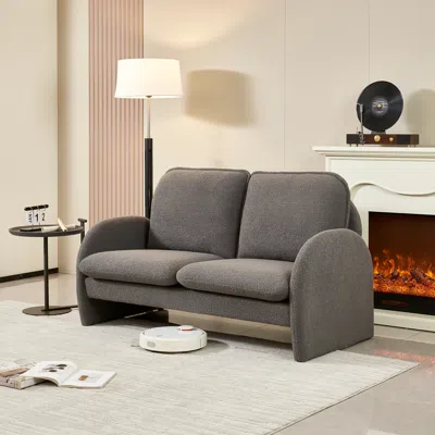 Streamdale Furniture Streamdale Modern Sherpa Fabric Loveseat Comfort And Style