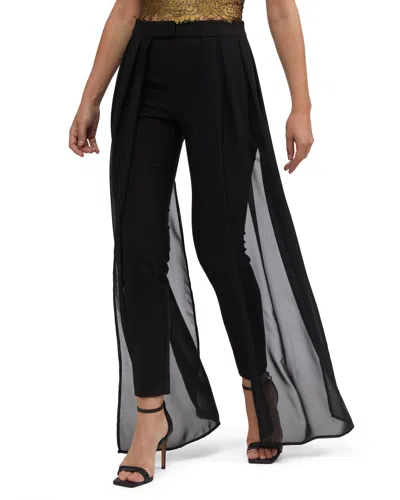 Bebe Women's High Waist Removable Chiffon Belt Slim Pant In Black
