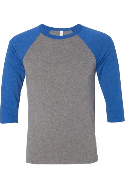 Bella+canvas Three-quarter Sleeve Baseball Tee In Grey