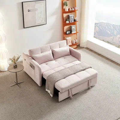 Streamdale Furniture Streamdale 55.5" Twins Pull Out Sofa Bed Pink Velvet