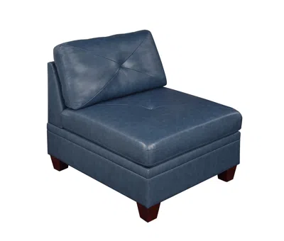 Streamdale Furniture Streamdale Contemporary Genuine Leather 1 Piece Armless Chair Ink Blue Color