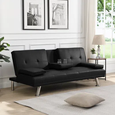 Streamdale Furniture Streamdale Sofa Bed With Armrest Two Holders Wood Frame